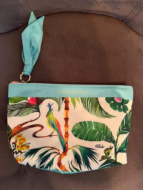 ESTEE LAUDER Ruben Toledo Tropical Printed Cosmetic Makeup Bag Zip Pouch EL8 1 pcs กระเป๋าใส่เครื่องสำอางสีสดใส